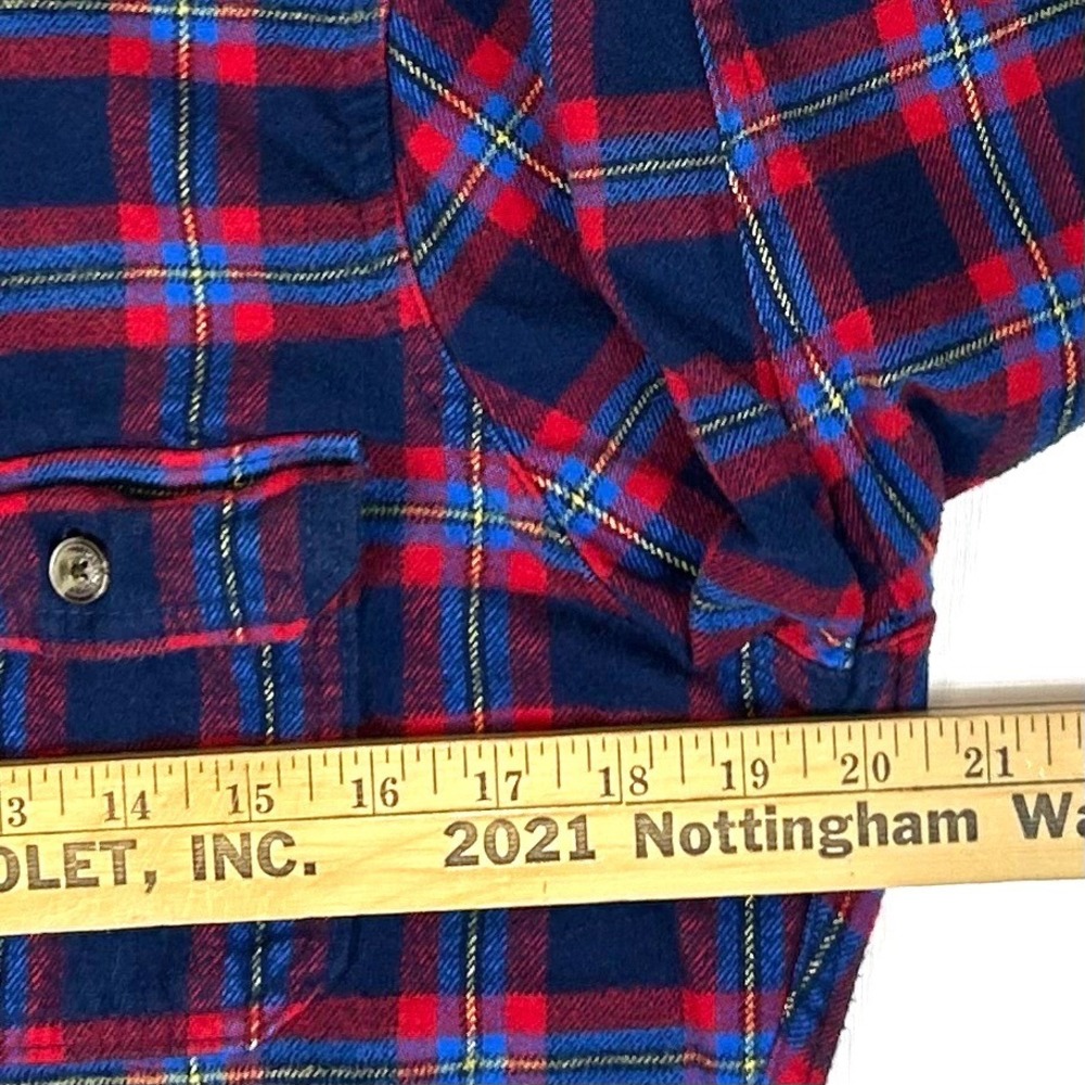Abercrombie & Fitch Mens S Muscle Fit Flannel Plaid Shirt Navy Red 100% Cotton - Picture 5 of 8